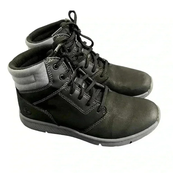 Timberland Leather Boltero Boy’s Youth Sneaker Boots Black - Picture 3 of 13